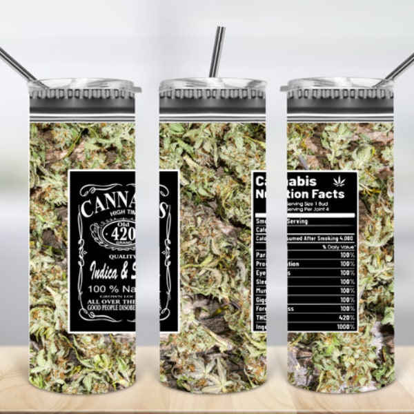 Cannabis Jar, Marijuana Leaf,  Mary Jane, Weed, Ready to Press, Sublimation 20oz STRAIGHT Skinny, Tumbler Wrap, Design, Unique Gift