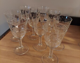 Taças de vinho e sobremesa vintage gravadas - individuais ou em conjunto