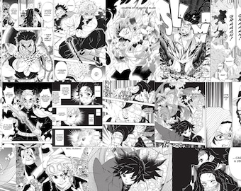 500 pcs Demon Slayer Manga Panels Kimetsu no Yaiba Manga Panels Collage Kit Digital Download Collage Manga for Wall Decor Manga Journal