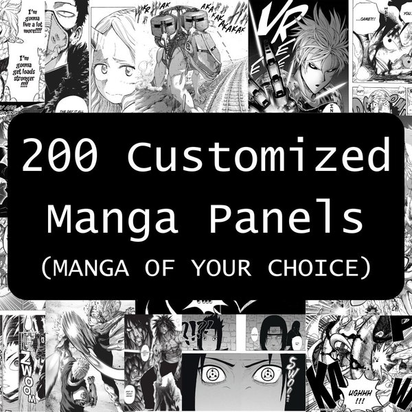 200 panneaux de manga personnalisés en téléchargement numérique, papier peint, collage de mangas, collage de mangas pour décoration murale, journal de manga, panneau de manga imprimable