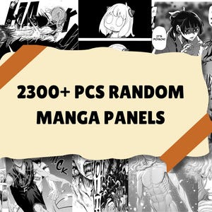 2300 + Stück zufällige Manga Anime Panels Mix digitales Bundle Wandcollage schwarz & weiß druckbare Manga Panels Wanddekor Journal Manga Prints
