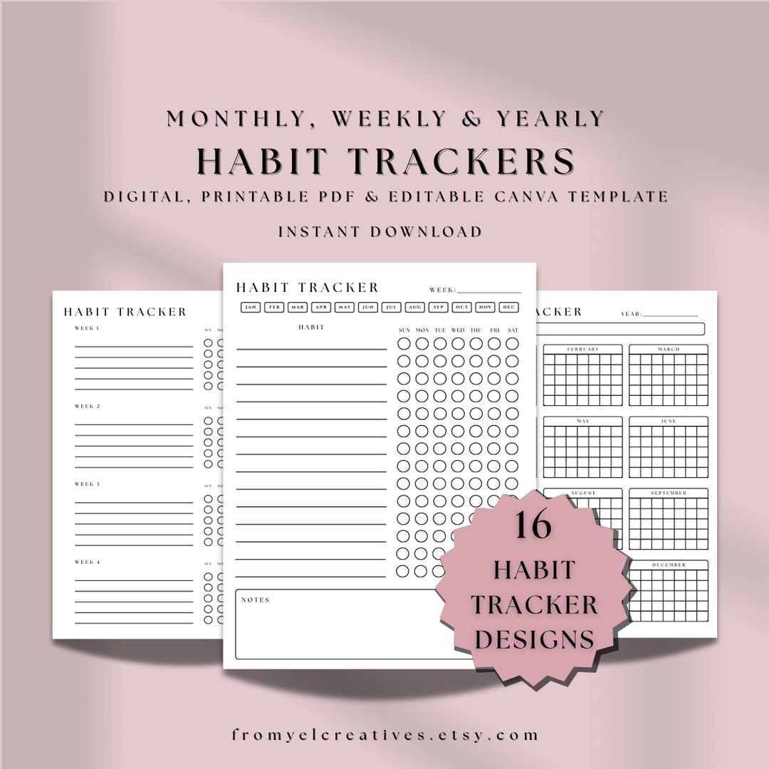 Monthly Habit Tracker Printable, Routine Planner, Progress Tracker ...