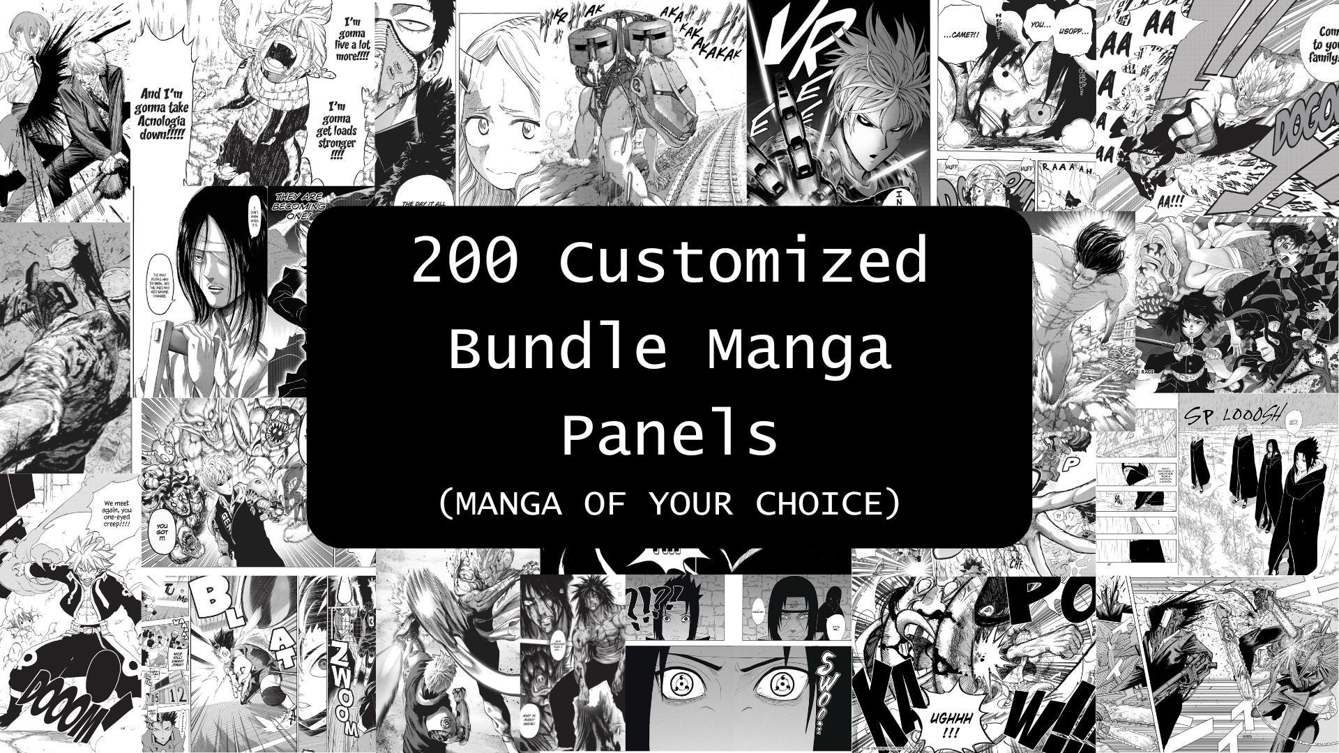 200 pcs Customized Bundle Manga Panels Digital Download Wallpaper Collage Manga for Wall Decor Manga Journal Printable Manga Panel Bundle