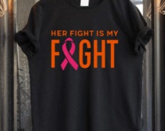 Her fight is my fight with pink breast cancer ribbon.