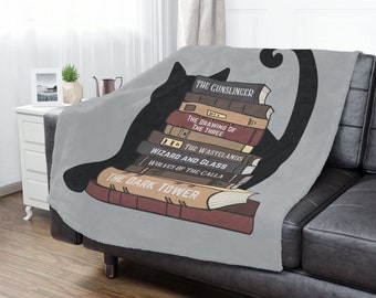 Stephen King Blanket, Soft Plush Fleece Blanket for Constant Reader Cat Lovers. Large Cozy Throw for Dark Tower Books Fans.