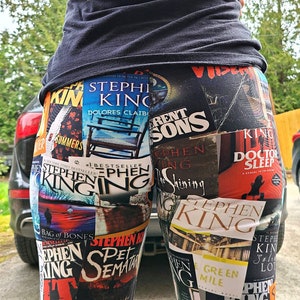 Stephen King Leggings, Stephen King Book Cover Bottoms, perfect gift for bookworm mom. Ankle length or capri length.