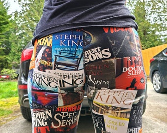 Stephen King Leggings, Stephen King Book Cover Bottoms, perfect gift for bookworm mom. Ankle length or capri length.