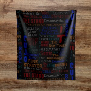 Stephen King Book Titles Tapestry, Stephen King Fan Gift For Bibliophile, Horror Author Home Decor