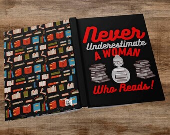 Never Underestimare A Woman Who Reads Hardcover Journal