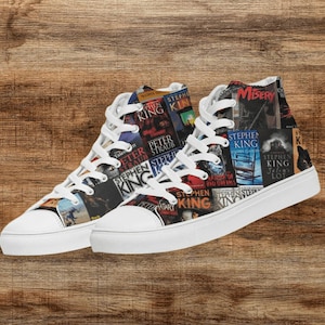 Stephen King Fan High Top Canvas Shoes, Horror Book Cover Women's Footwear, Constant Reader Gift