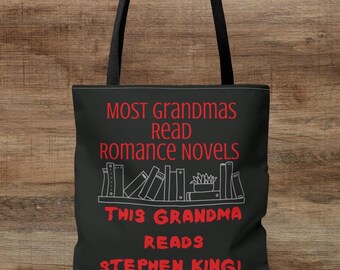 This Grandma Reads Stephen King Tote Bag, Funny Horror Book Fan Granny Gift.