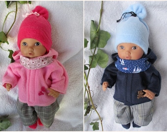 Puppenkleidung Winterkombi mit Jacke eine 5-teilige Jackenkombi für ca. 28 cm große Re born Baby Puppen selbstgenäht NEU