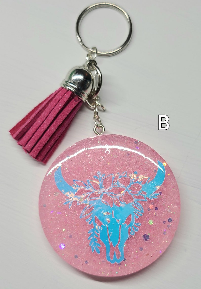 Bull Skull Keychain, Keyholder, Glitter, Girl Gift, Cowgirl - Etsy