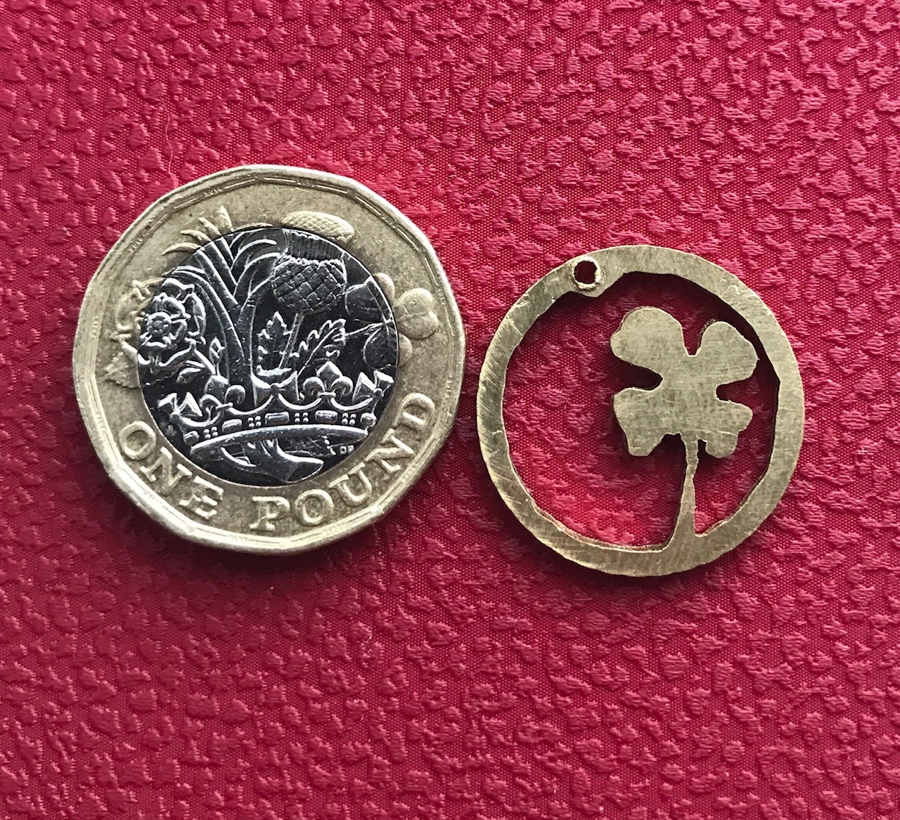 Ireland 5 Pence Cut Coin 4 Leaf Lucky Charm Clover 