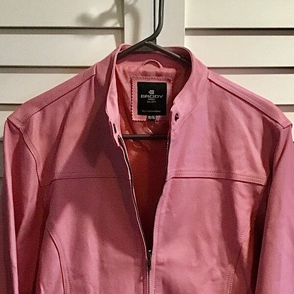 Pink Leather Jacket Etsy