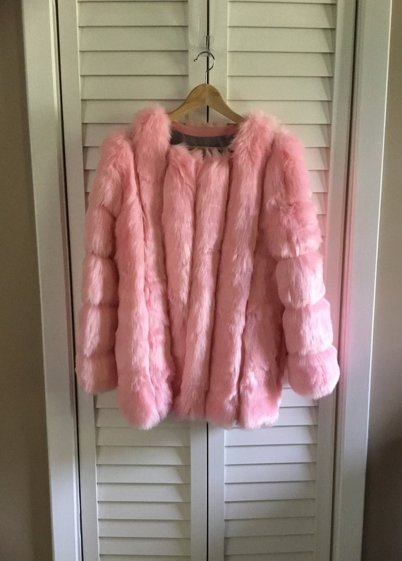 Women’s Pink Fury Faux Coat, Pink Faux Coat for Women… Gem
