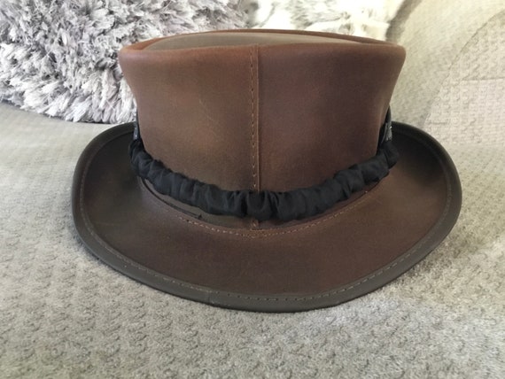 Marlow Leather Top Hat, Rhinestone Leather Top Ha… - image 8