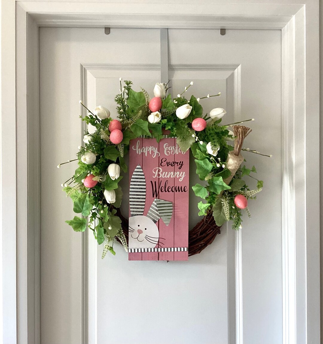 Easter Wreath, Easter Front Door Wreath, Easter Bunny Grapevine