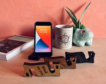 Beech wood phone stand for desk, iPhone iPad holder, wooden mobile phone stand, phone accessories, office desk decor