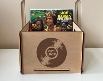 Vinyl record organizer Personalized Record storage crate Wood box