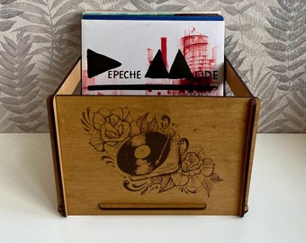 Record holder, Wood storage box, Record storage crate, Vinyl record organizer