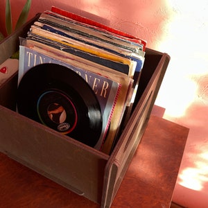 Record storage crate, Vinyl record organizer, Wood storage box