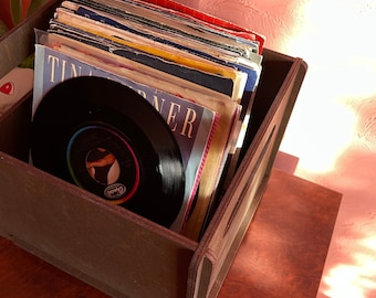 7' inch Record storage crate, Vinyl record organizer, Wood storage box 45 RPM