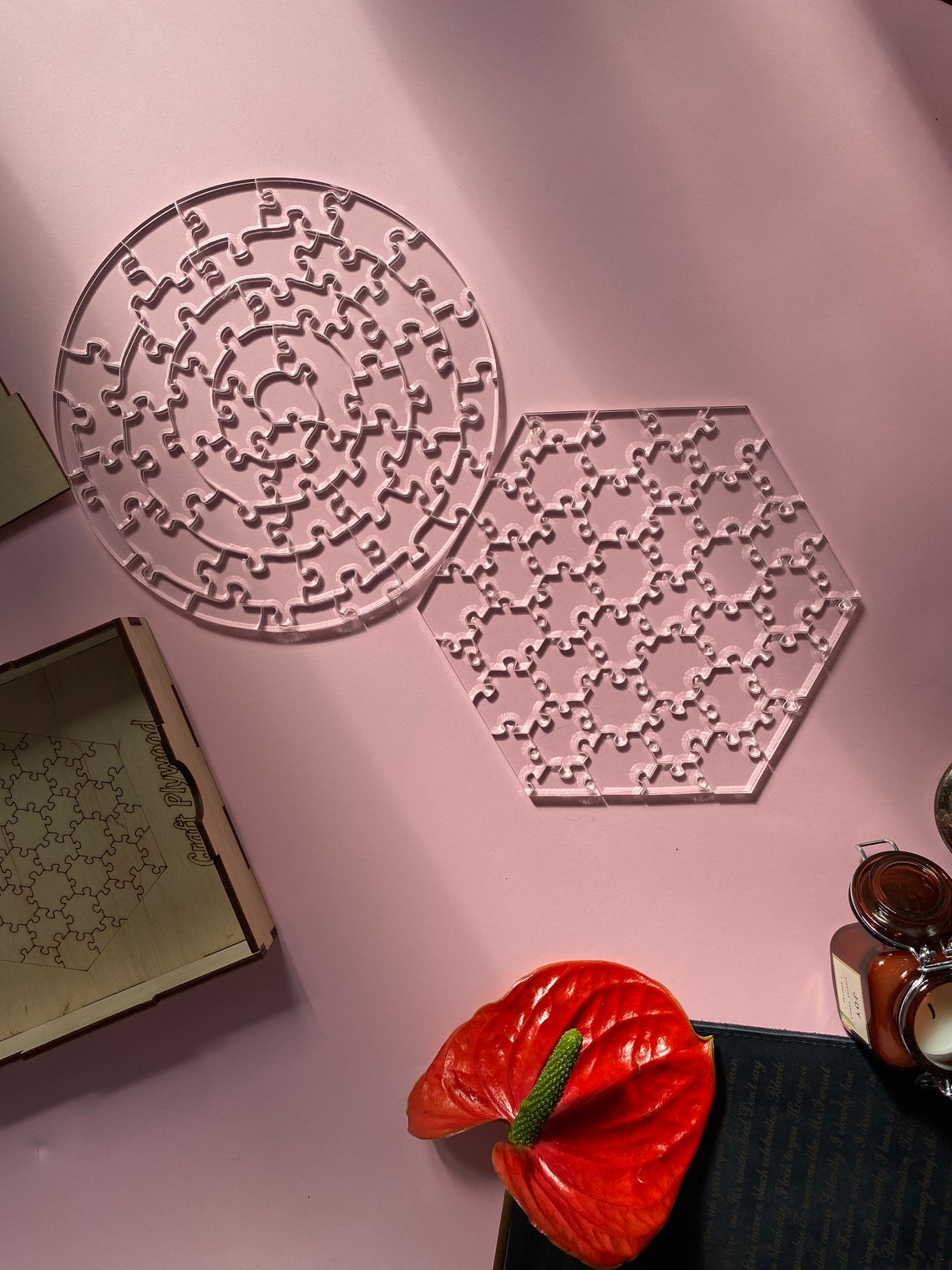 Clear Puzzles Hexagon Form Transparent Puzzle Clear Acrylic Etsy