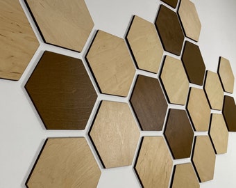 Décoration murale Honeycomb Wood Wall Art Panneaux hexagonaux 26 par set