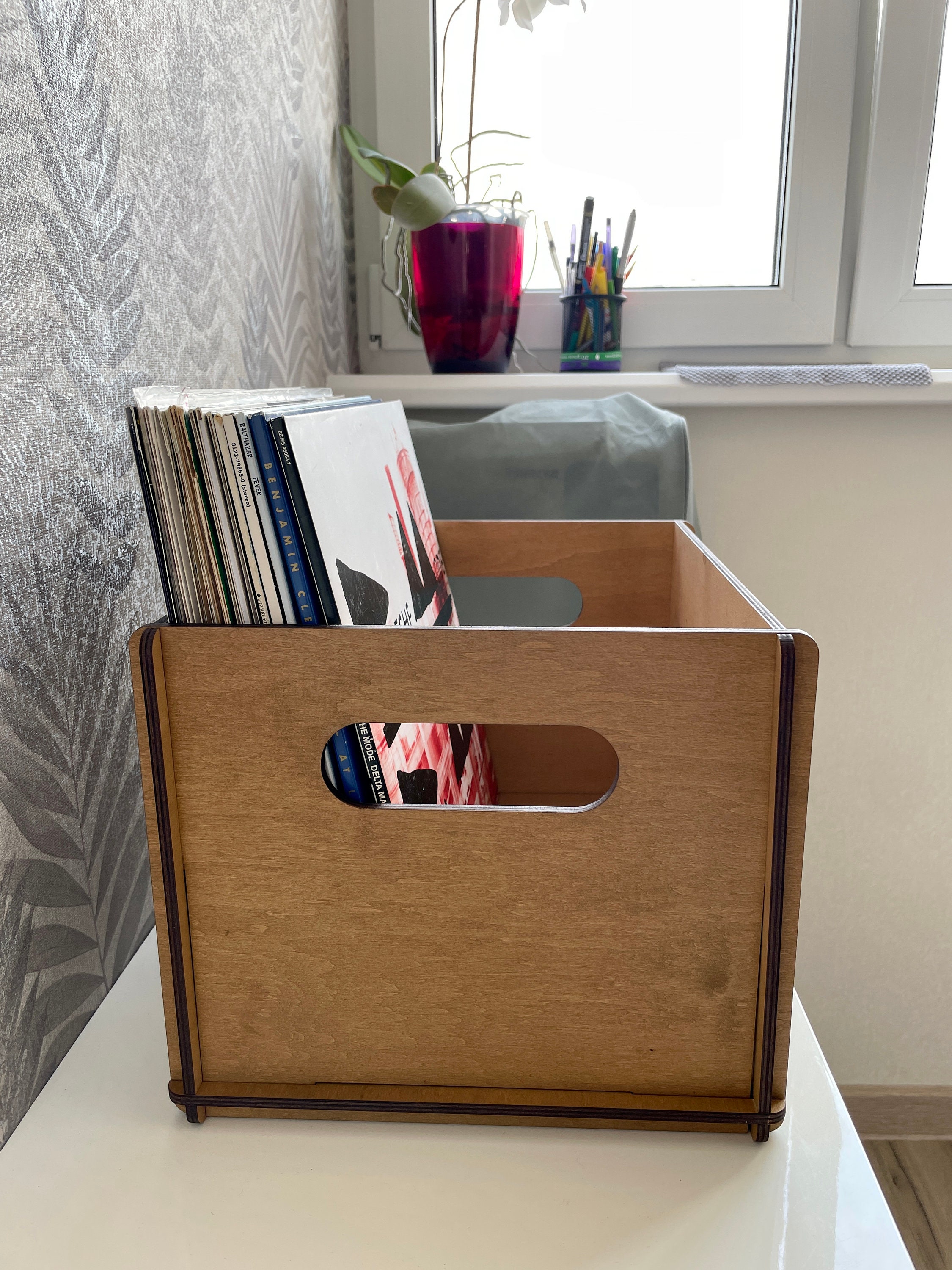 Record Holder Wood Storage Box Record Storage Crate Vinyl Etsy