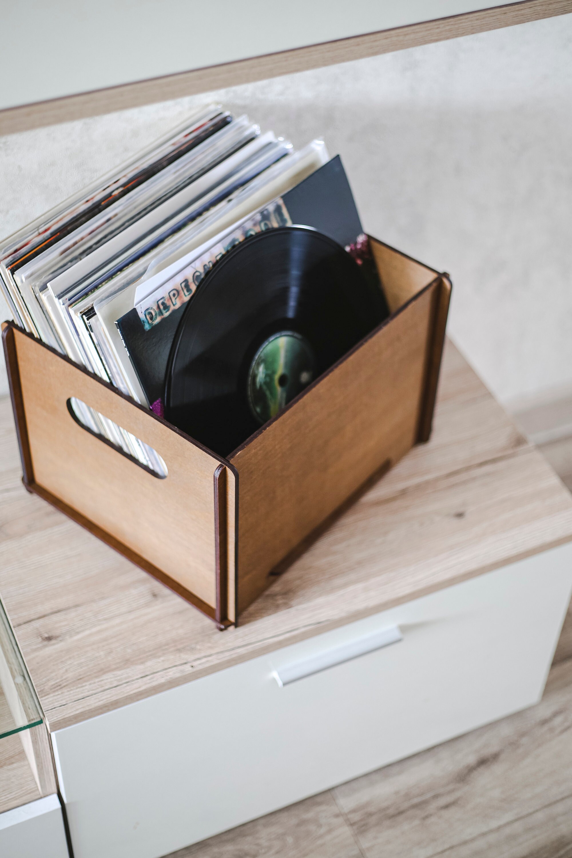 Record Storage Crate Vinyl Record Organizer Wood Storage Box Etsy