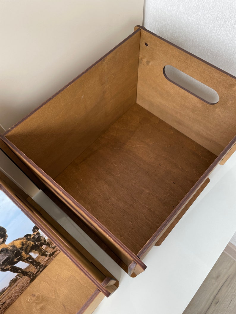 Caisse de stockage de disques, Organisateur de disques vinyles, Boîte de rangement en bois image 5