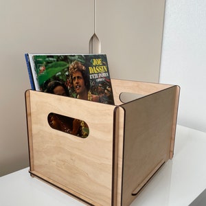 Caisse de stockage de disques, Organisateur de disques vinyles, Boîte de rangement en bois image 6