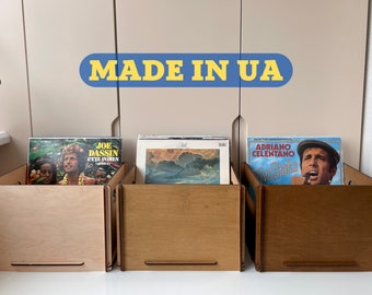 Record Storage Crate - Display Vintage & New Vinyl LPs in Space Saving Box for Studio, Apartment, Dorm or Loft