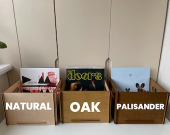 Caisse de stockage de disques, organisateur de disques vinyles, boîte de rangement en bois