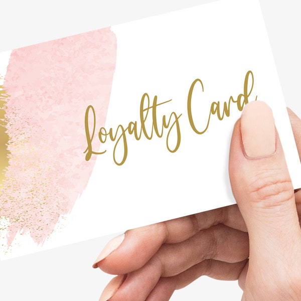Loyalty Cards for Business - Beauty Loyalty Cards - Pink & Gold - Coffee Loyalty Cards - Lashes Loyalty Cards  - 350gsm Printed Double sided