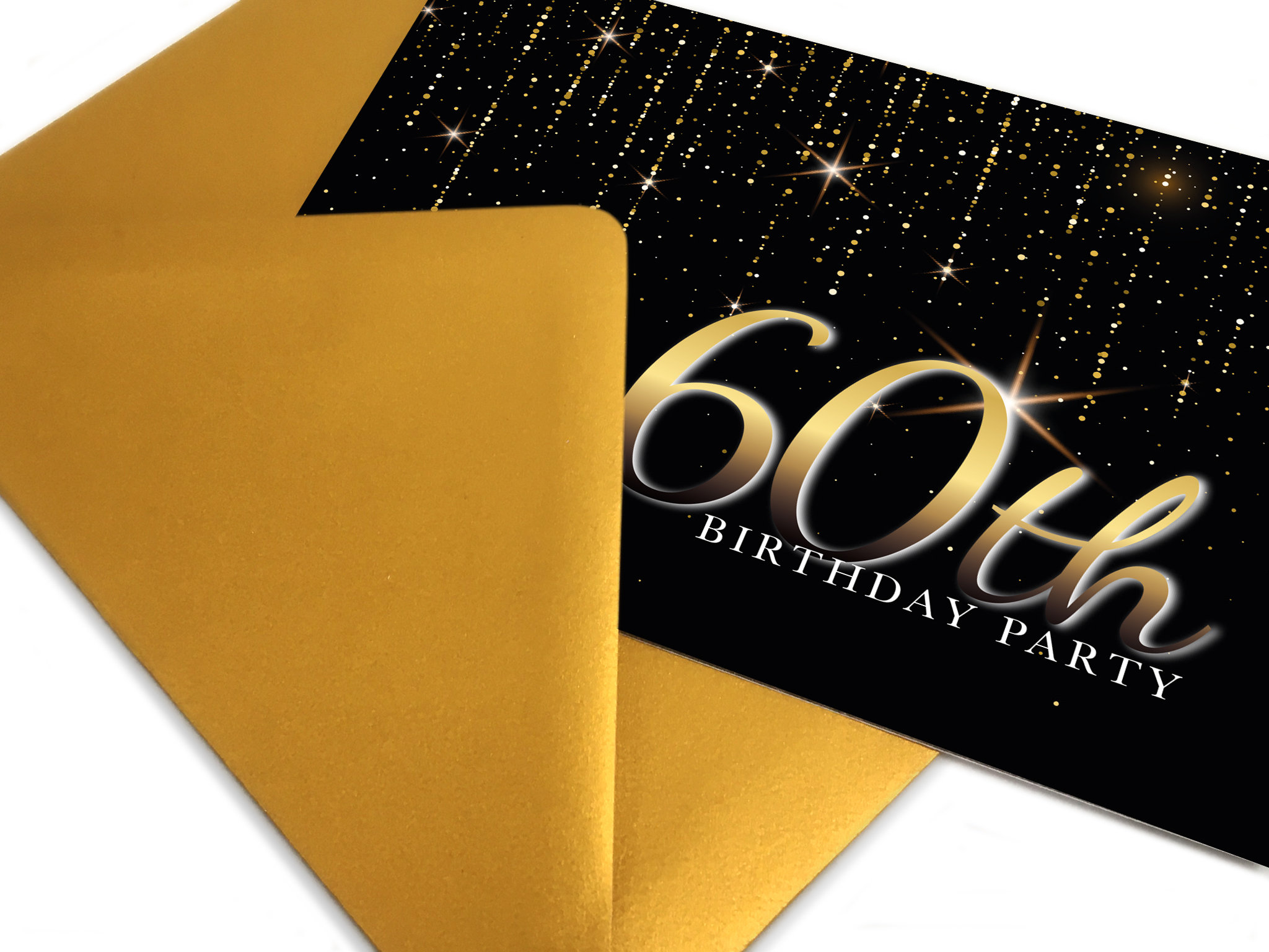 60th Birthday Party Invitations With Gold Envelopes 60th Birthday