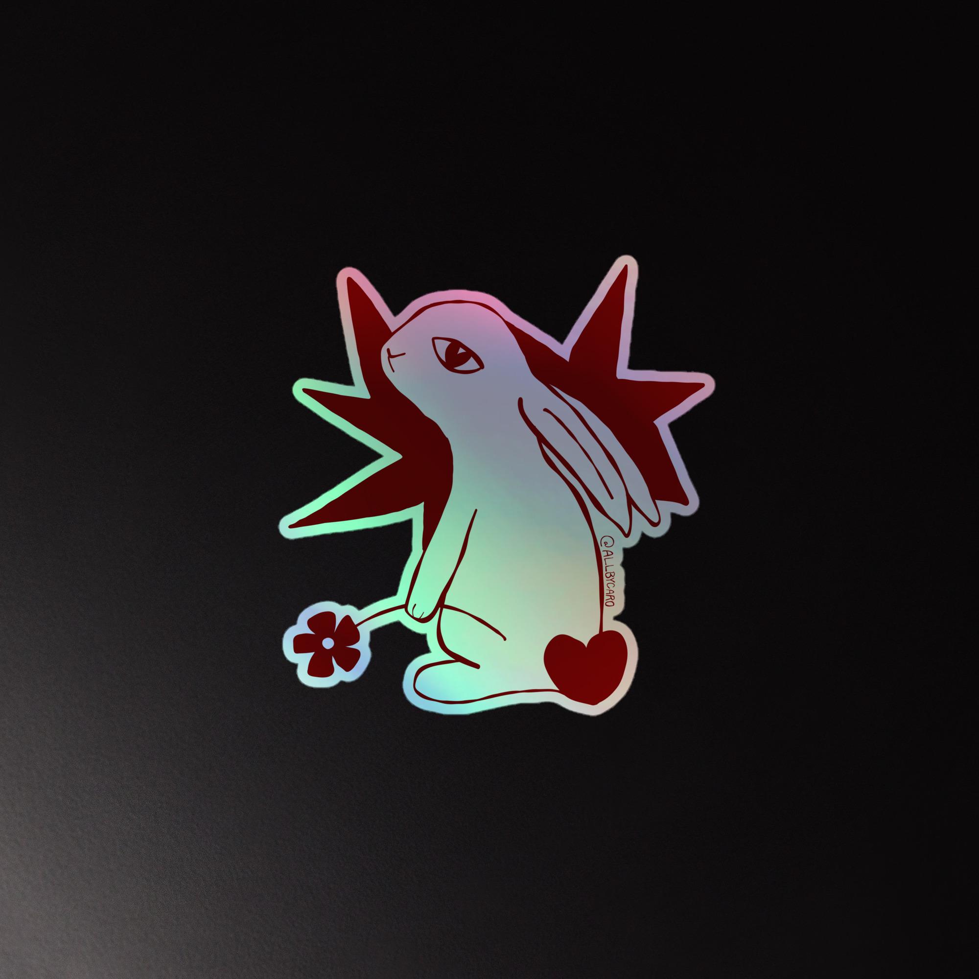 Angsty Stickers Angsty Bunny Holographic Sticker - Hand Drawn Digital Art - Etsy