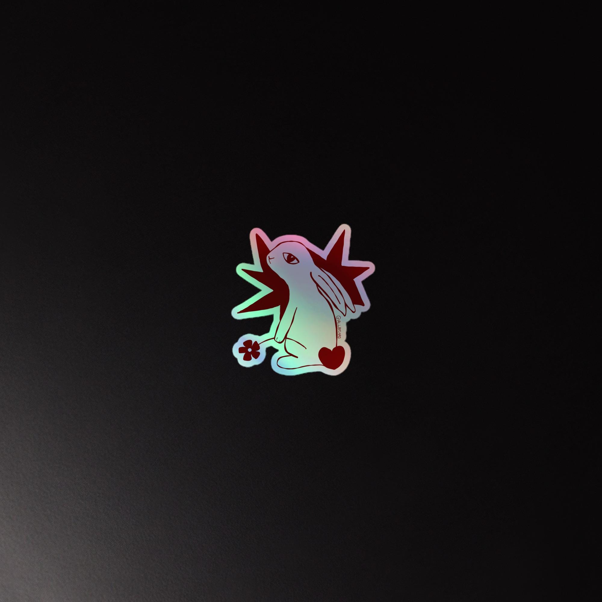 Angsty Bunny Holographic Sticker - Hand Drawn Digital Art - Etsy