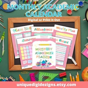 Teacher Monthly Academic Calendar | 2025-2026 School Year | Printable PDF | Editable Teacher Planner | Classroom Organization