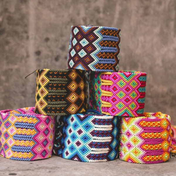 Ethnic Hand- braided belt. Made by mexican Artisans. Beautiful multicolored wide boho belt.