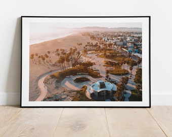 Venice Beach Sunset Skatepark Photo | Aerial Photo print |  Art Print | Wall Art | Home Deco