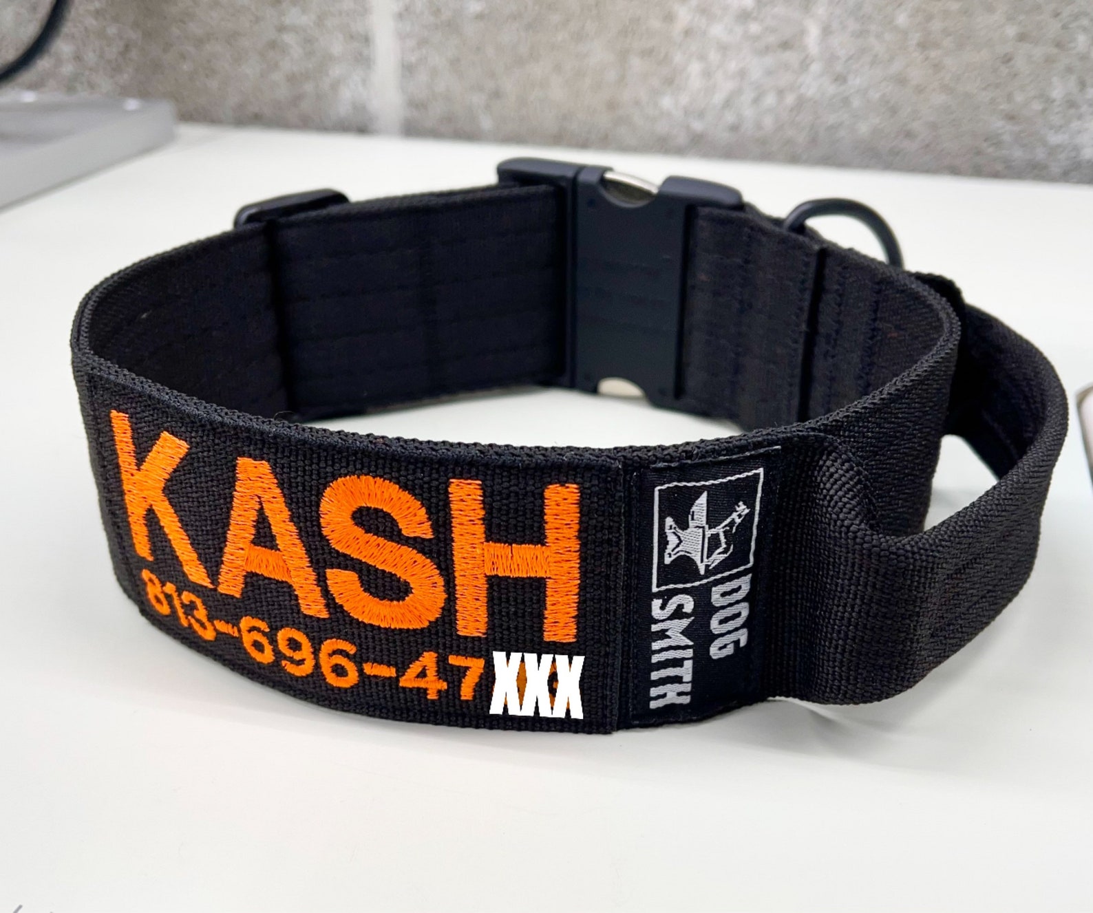 Tactical Dog Collar 2 wide with Handle. Personalized Name Etsy