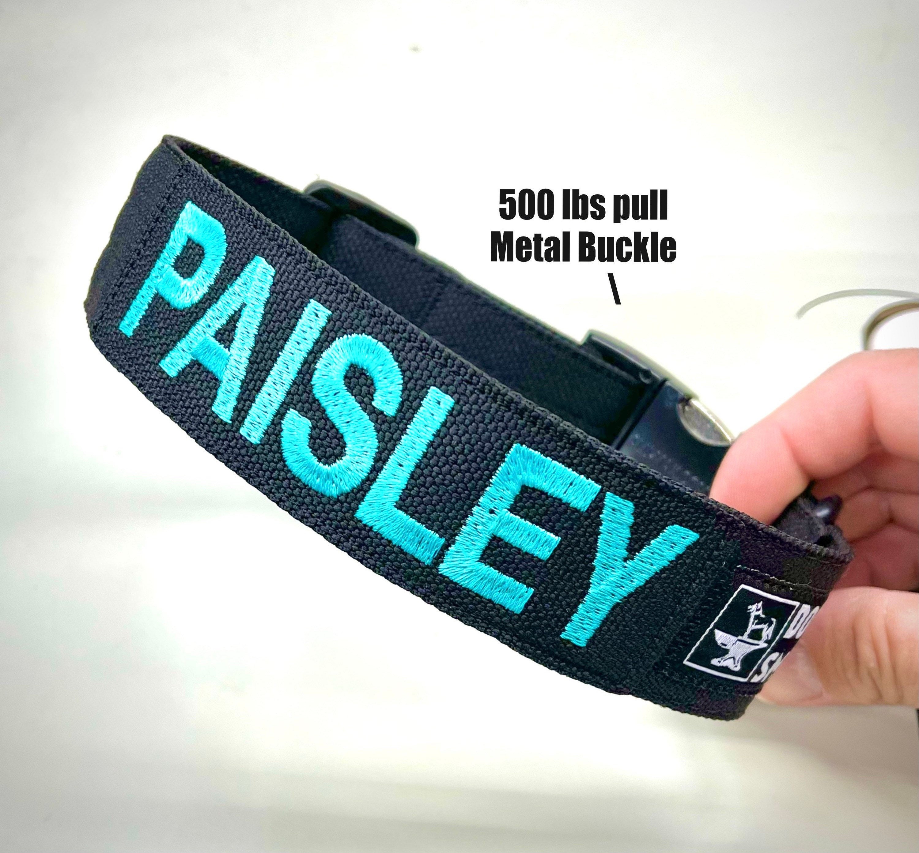 Tactical 1-1/2” Dog Collar with Personalized Embroidered Name and All Metal Buckle (500lbs pull rating) Made in the U.S.A.