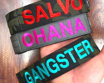 Tactical 1.5” wide Personalized Dog Collar with Embroidery Name and Double Thick Webbing Handmade in the U.S.A. with all American materials