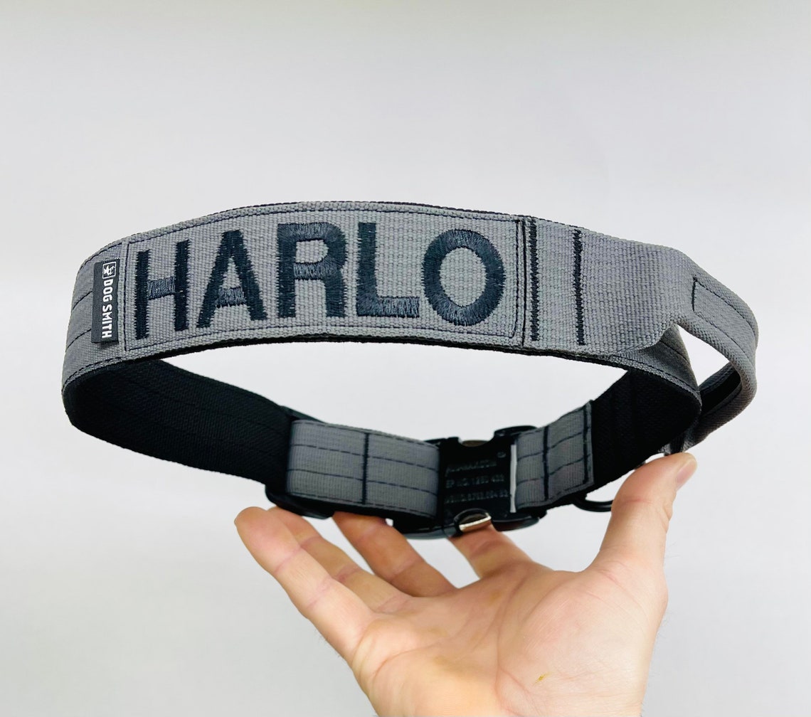 Tactical 11/2 wide Dog Collar with Handle Personalized Etsy