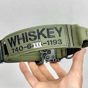 1.5” Tactical Dog Collar with Handle, Personalized Collar, Dog Collar with Gt Cobra Buckle rated at 500lbs of pull, made in USA