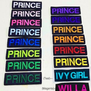 Custom 1.5” Patches Embroidered with Hook Material Sewn onto Back for Harness or Collar made in the U.S.A.