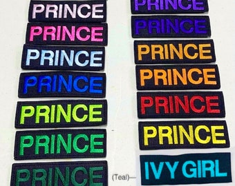 Custom 1.5” Patches Embroidered with Hook Material Sewn onto Back for Harness or Collar made in the U.S.A.