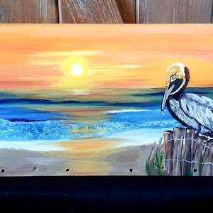 Hand Painted Pelican Mailbox - Shoreline Pelican Sunset